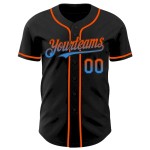 Custom Black Orange-Electric Blue Authentic Fade Fashion Baseball Jersey