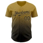 Custom Old Gold Black Authentic Fade Fashion Baseball Jersey