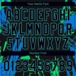 Custom Black Black Teal-Light Blue 3D Pattern Design Authentic Baseball Jersey