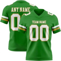 Custom Grass Green White-Old Gold Mesh Authentic Football Jersey