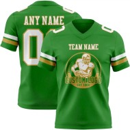 Custom Grass Green White-Old Gold Mesh Authentic Football Jersey