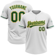 Custom White Kelly Green-Gold Two-Button Unisex Softball Jersey
