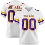 Custom White Purple-Gold Mesh Authentic Football Jersey