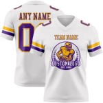 Custom White Purple-Gold Mesh Authentic Football Jersey