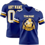 Custom Royal White-Gold Mesh Authentic Football Jersey