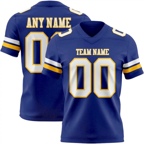 Custom Royal White-Gold Mesh Authentic Football Jersey