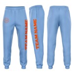 Custom Light Blue Orange Fleece Jogger Sweatpants Custom Light Blue Orange Fleece Jogger Sweatpants