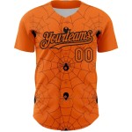 Custom Bay Orange Black 3D Pattern Design Spider Web Authentic Baseball Jersey