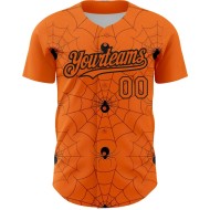 Custom Bay Orange Black 3D Pattern Design Spider Web Authentic Baseball Jersey