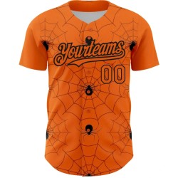Custom Bay Orange Black 3D Pattern Design Spider Web Authentic Baseball Jersey Custom Bay Orange Black 3D Pattern Design Spider Web Authentic Baseball Jersey