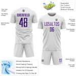 Custom White Purple Sublimation Soccer Uniform Jersey
