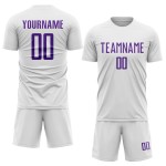 Custom White Purple Sublimation Soccer Uniform Jersey