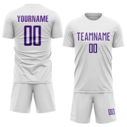Custom White Purple Sublimation Soccer Uniform Jersey